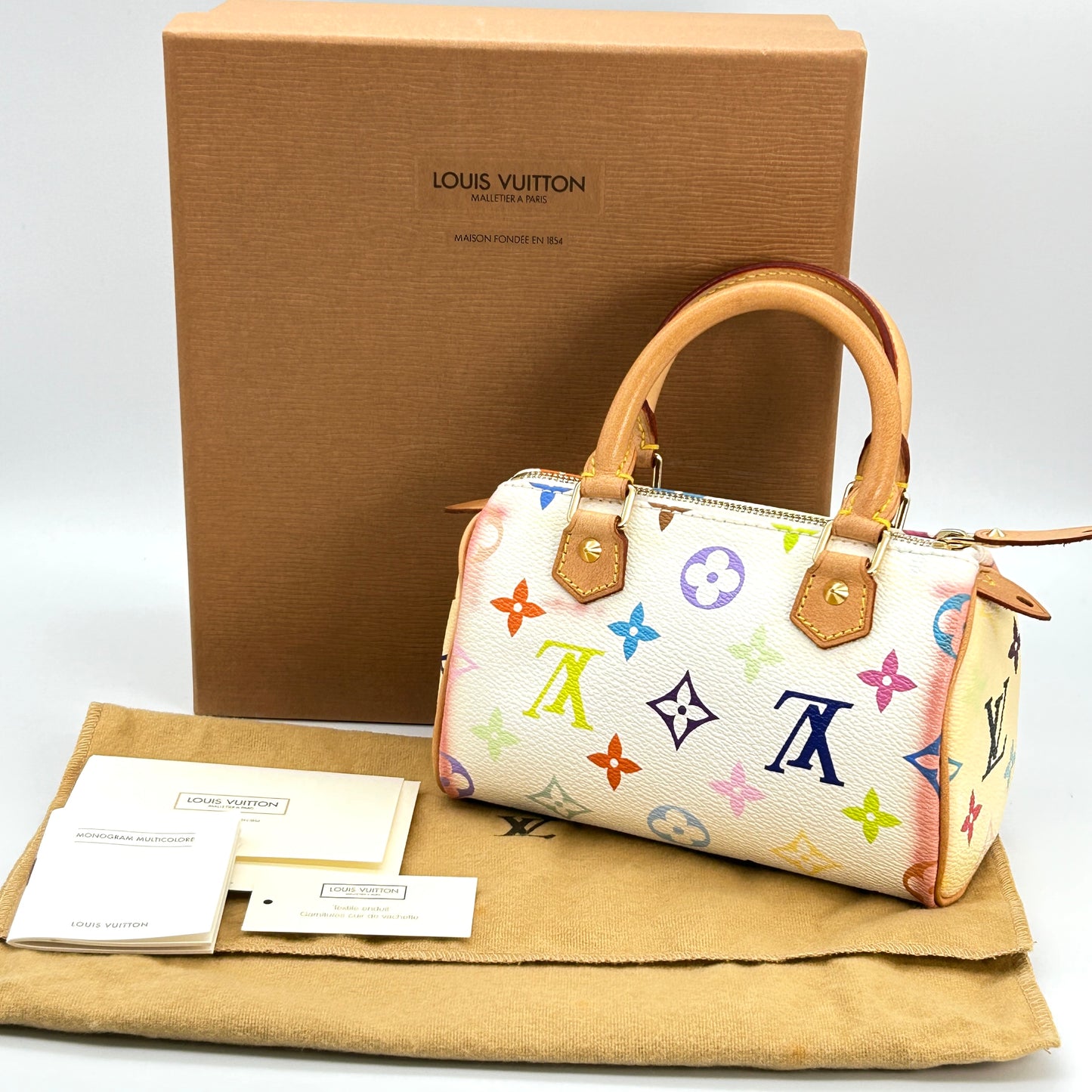 Louis Vuitton LV Mini Speedy Monogram Multicolor Takashi Murakami White