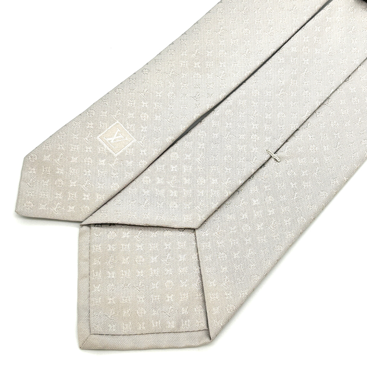 Louis Vuitton Monogram Silk Tie Gray