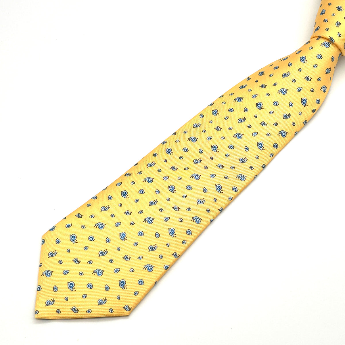 Hermès Silk Tie Snail Print Yellow