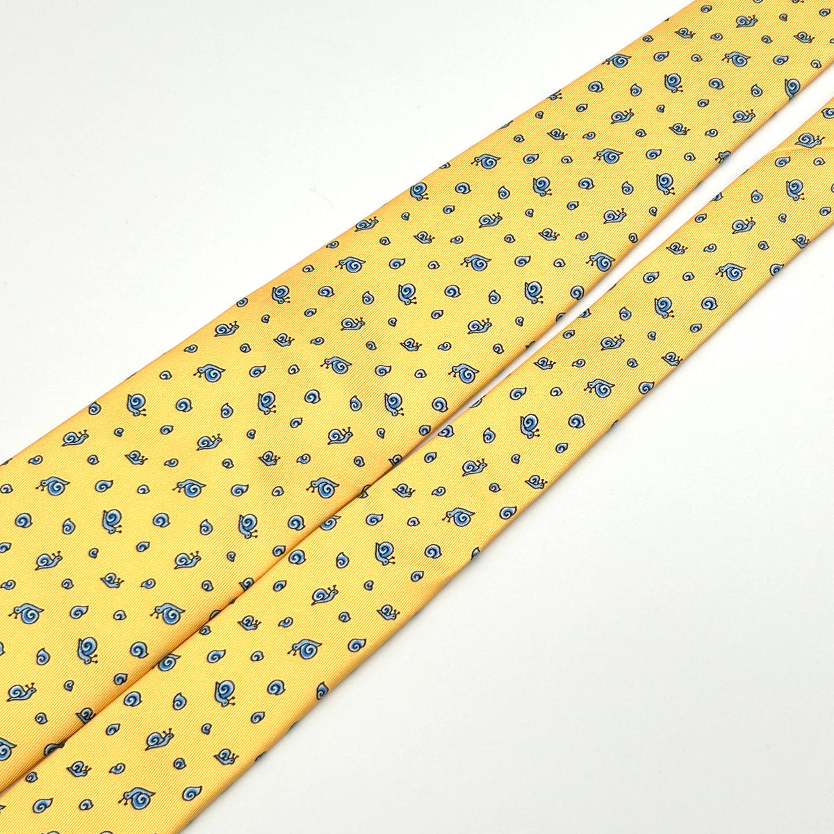 Hermès Silk Tie Snail Print Yellow