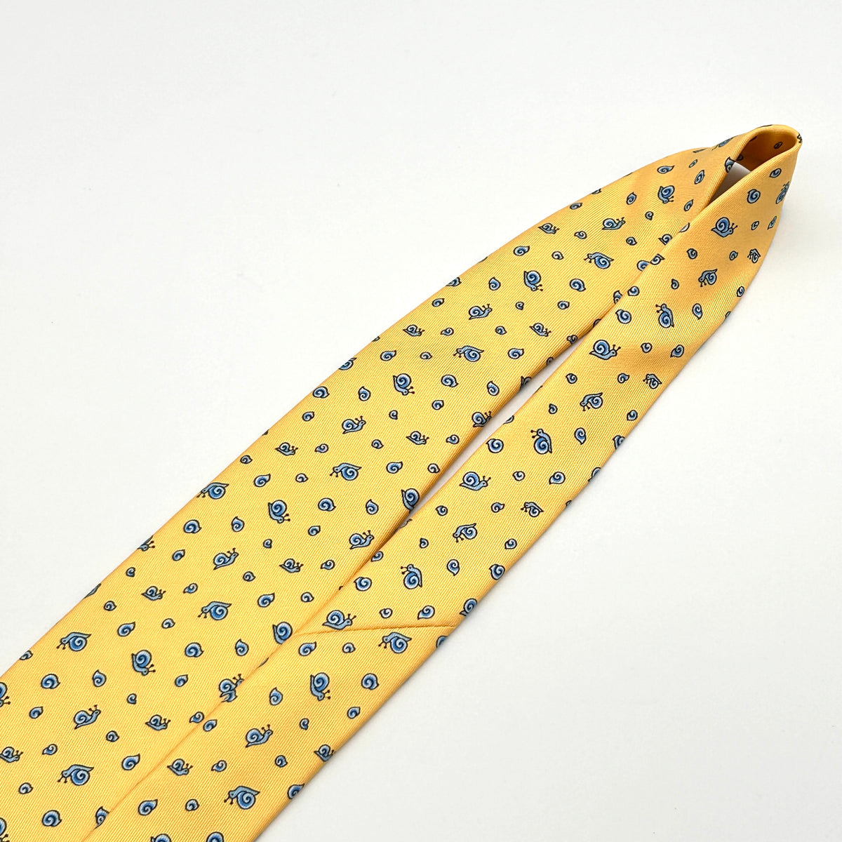 Hermès Silk Tie Snail Print Yellow