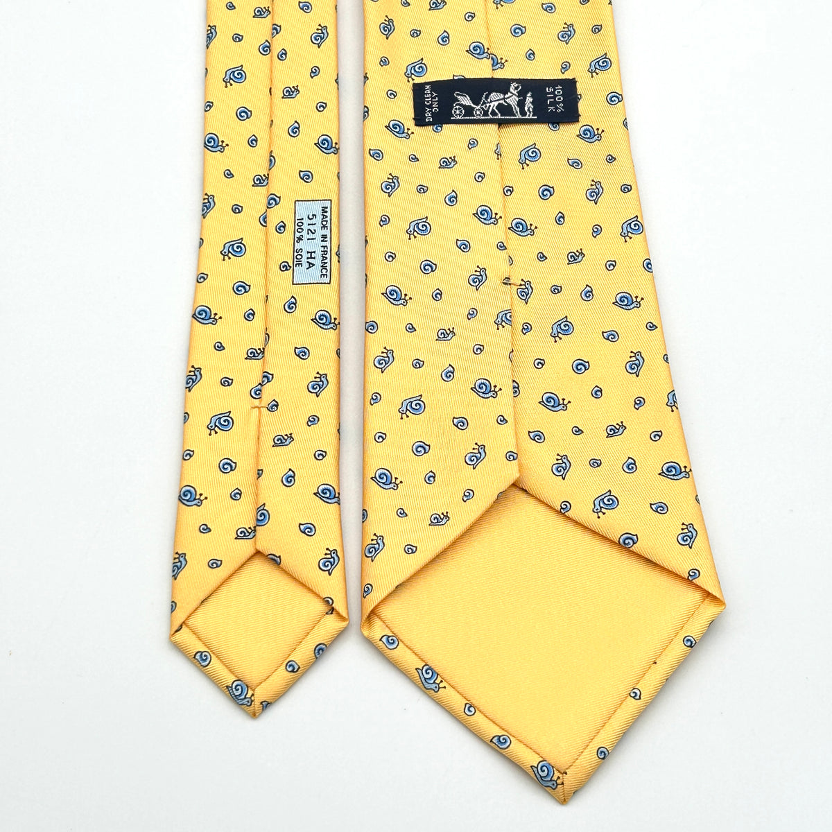 Hermès Silk Tie Snail Print Yellow