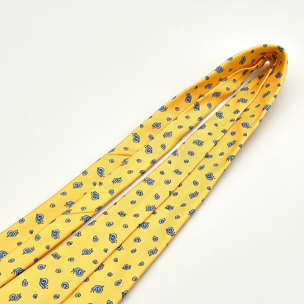 Hermès Silk Tie Snail Print Yellow